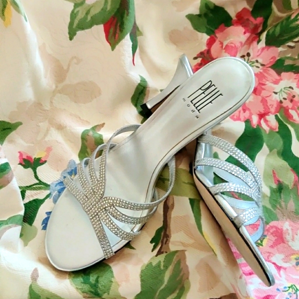 Evening sandals, size 7.5, silver
